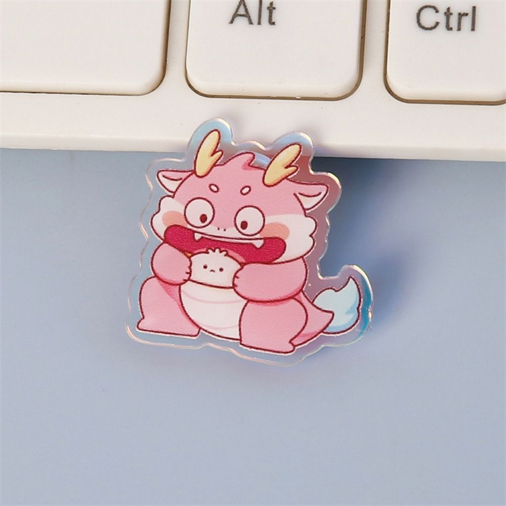 Flying Dragon Cartoon Dragon Brooch Lapel Pin Year Badge Pins Laser Acrylic Brooch  School Bag