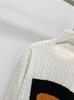 Retro Color Block Cable Knit Pullover: Women's Autumn/Winter Round Neck Sweater