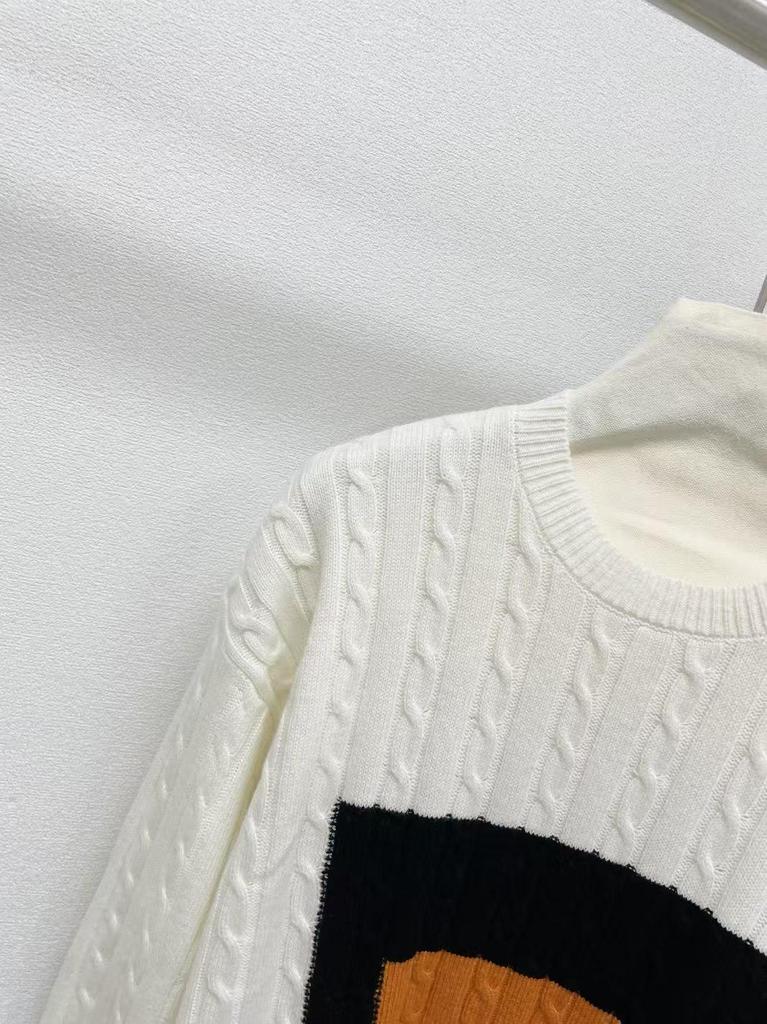 Retro Color Block Cable Knit Pullover: Women's Autumn/Winter Round Neck Sweater