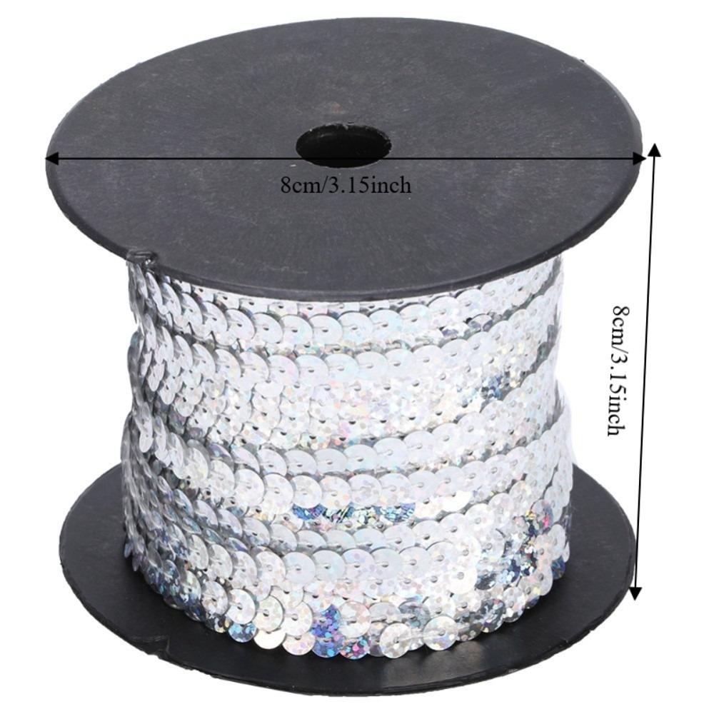 1pcs Round Flat Shape Sequin Trim 6mm Width Glitter Ribbon Flat Sequin Strip Crafts Projects