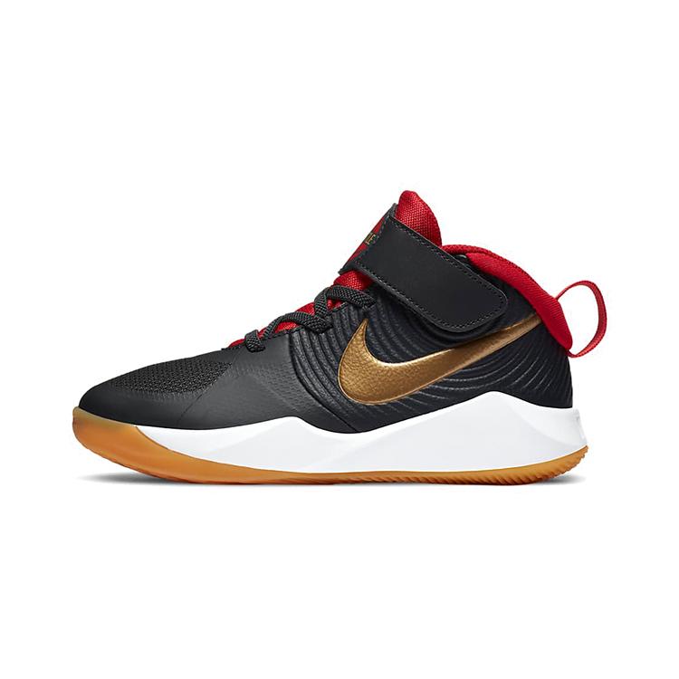 Nike Баскетбольные кроссовки Team Hustle D 9 Текстиль, Кожа Высокие Черно-Золото-Красные Детские Возраст 3-7 Лет AQ4225-011