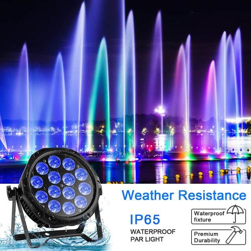 U`King 70W 14 LED Waterproof Par Light Stage Light, RGBW DMX512 Auto Mode Voice Activated, Stylish, Compact, Freestanding Dimmable, Sound Activated an
