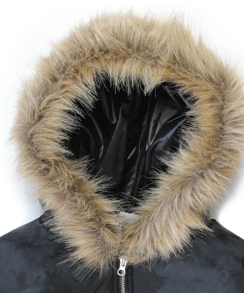 Keymisery Crop Fur Hooded Ma-1 (Black)