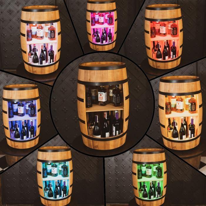 Креативный Купер Бочка из дерева винный шкаф Мебель для хранения бутылок Алкоголь Садовый бар 80см Дуб Семицветная светодиодная подсветка