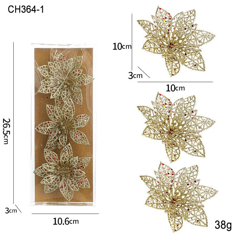 Christmas Tree Decorations Hollow Butterfly Flower Arrangement Glitter Sequins Xmas Party