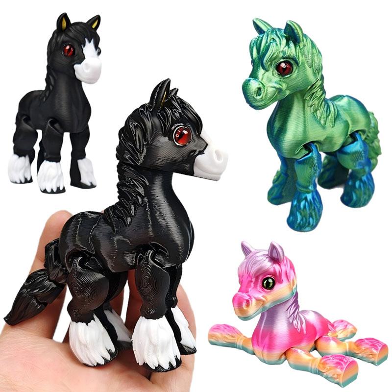Multi-joint Movable 3D Printed Horse Toys Animals Mini Cute Relief Sensory Toy Funny Home Accessories Kids Gift Desktop Ornament