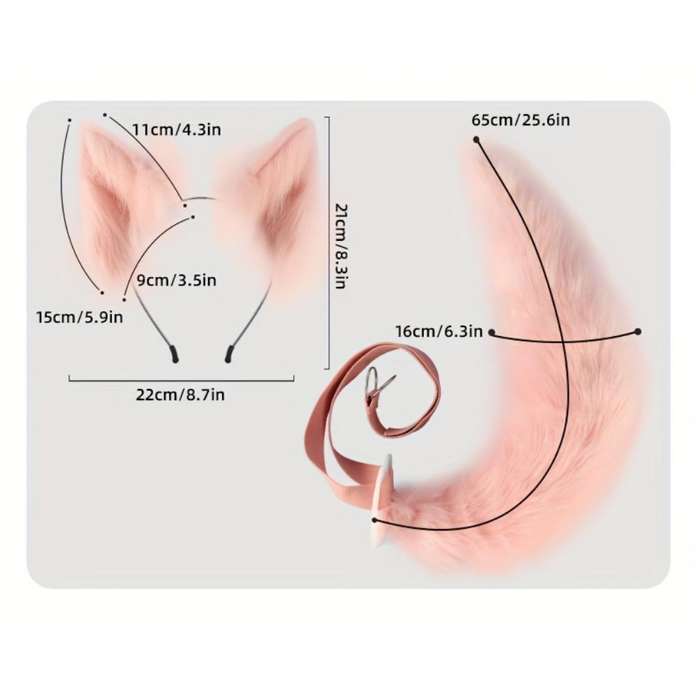 Комплект из 2 предметов: регулируемый пушистый хвост и съемные уши, подходит для вечеринок с животными на Хэллоуин, косплей в подарок на Хэллоуин