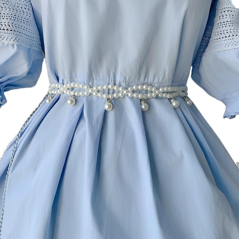 Pearl Chic White Waist Belt For Women Fashionable Accessory For Dresses Sweaters And