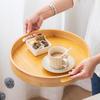 Bamboo Pallet Round Serving Tray with Handles Versatile Durable Bamboo Storage Tray for Home Kitchen Party