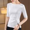 Футболка со средним рукавом, женская новая футболка, одно плечо, футболка с коротким рукавом, нестандартный разрез сверху