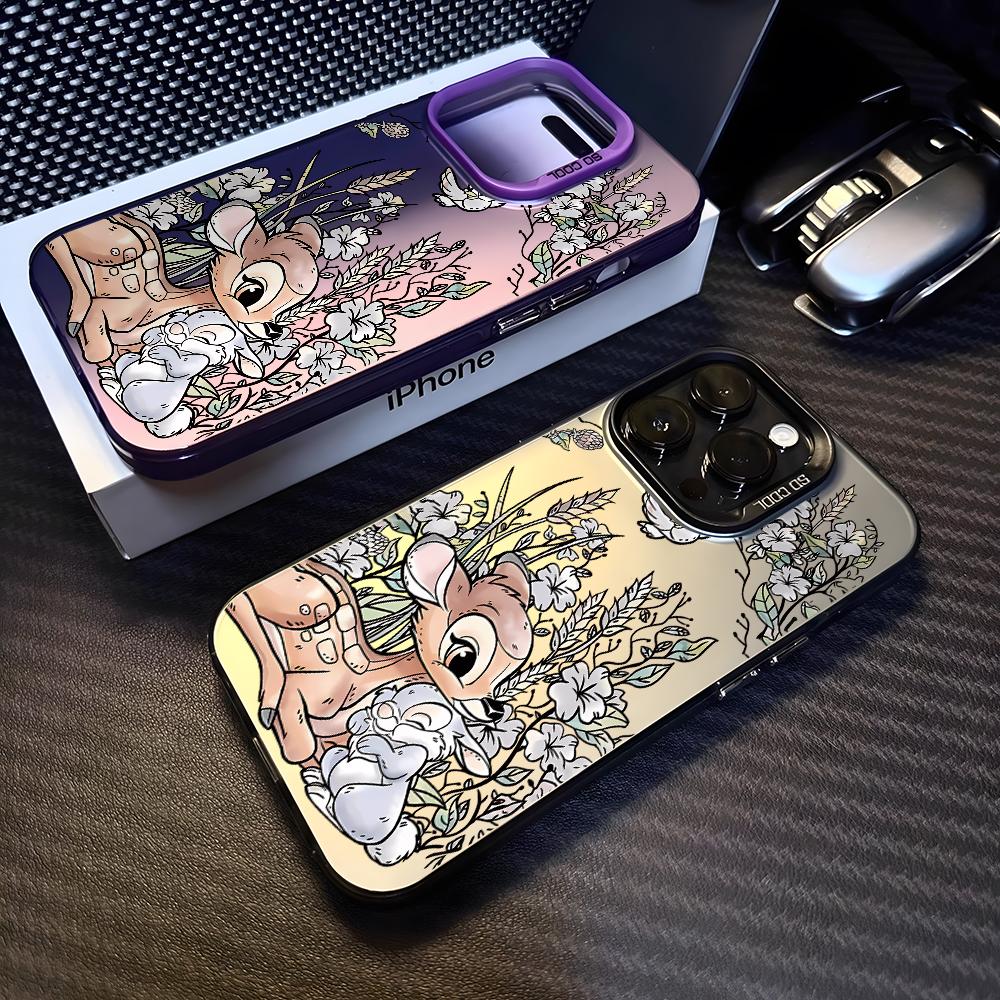Cute little deer and rabbits Phone case iPhone 15 Pro Max 11 12 13 16 14 Plus Silicone Shockproof Case Lens protector shell