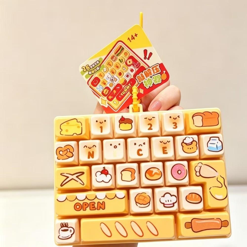 26-key Keyboard Keychain Pressable Keys Press Button Toy Cute Keyboard Fidget Toy Bag Ornament