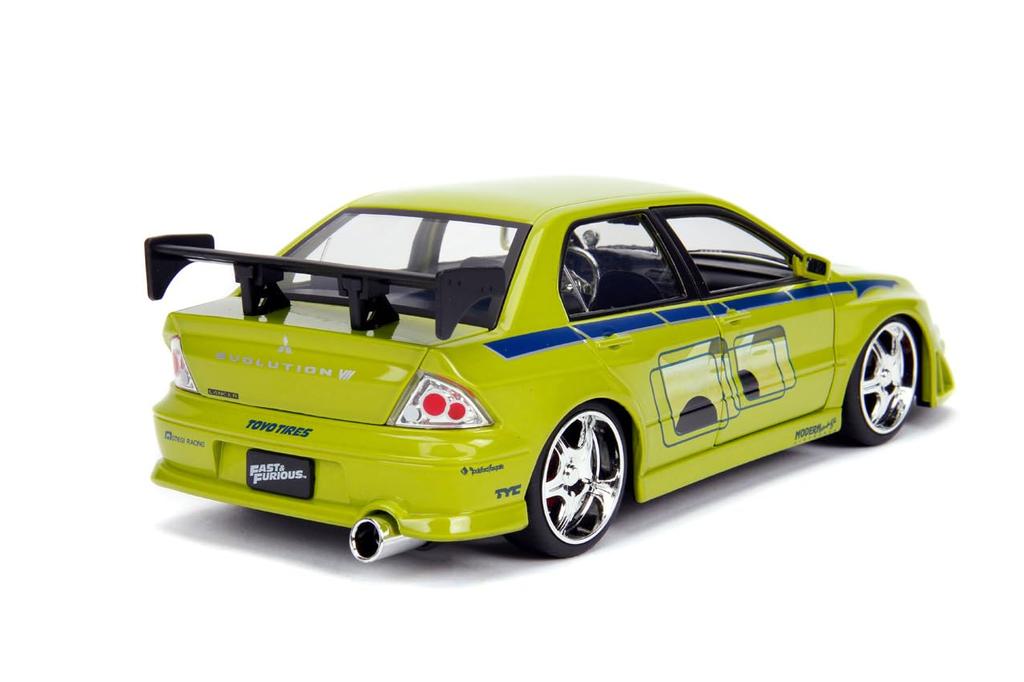 Jada Toys Fast Furious Series Mitsubishi Lancer Evo VII Завершенный продукт и 1/24 F&F Green/Графика (Брайан)