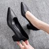 Black Chunky Heeled Women Shoes Square Heel Shoes Pumps Fashion Office Ladies