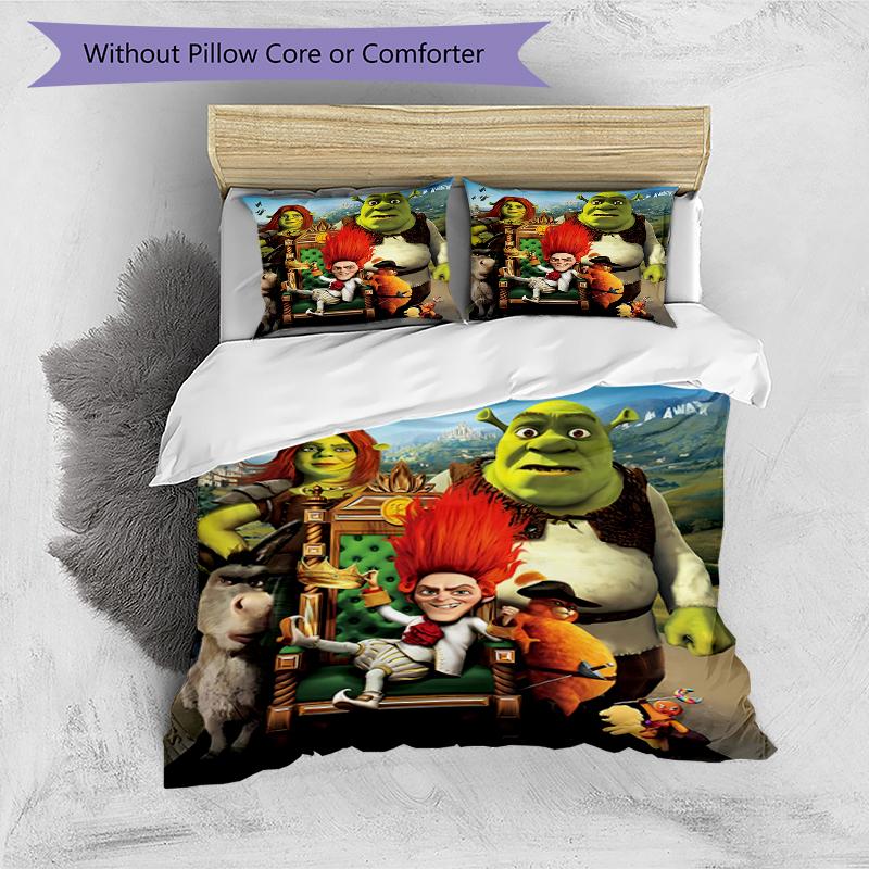 3pcs Shrek1 Design Cover Set - HD Printed Bedding with 1 Cover and 2 Pillowcases - Perfect for Home and Dorm Decor