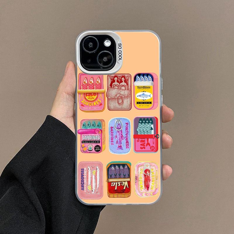 Чехол для телефона с рыбами и сардинами, лазерный, для iPhone 16 15 Pro Max Plus 14 13 12 Mini 11 Pro Max, противоударные защитные задние крышки