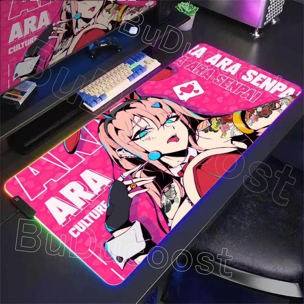 Non-slip RGB Mouse Pad Gamer 900x400 Desk Mat Zero Two Girl Accesorios Gaming Mousepad Kawaii Computer Desk Table Games Office
