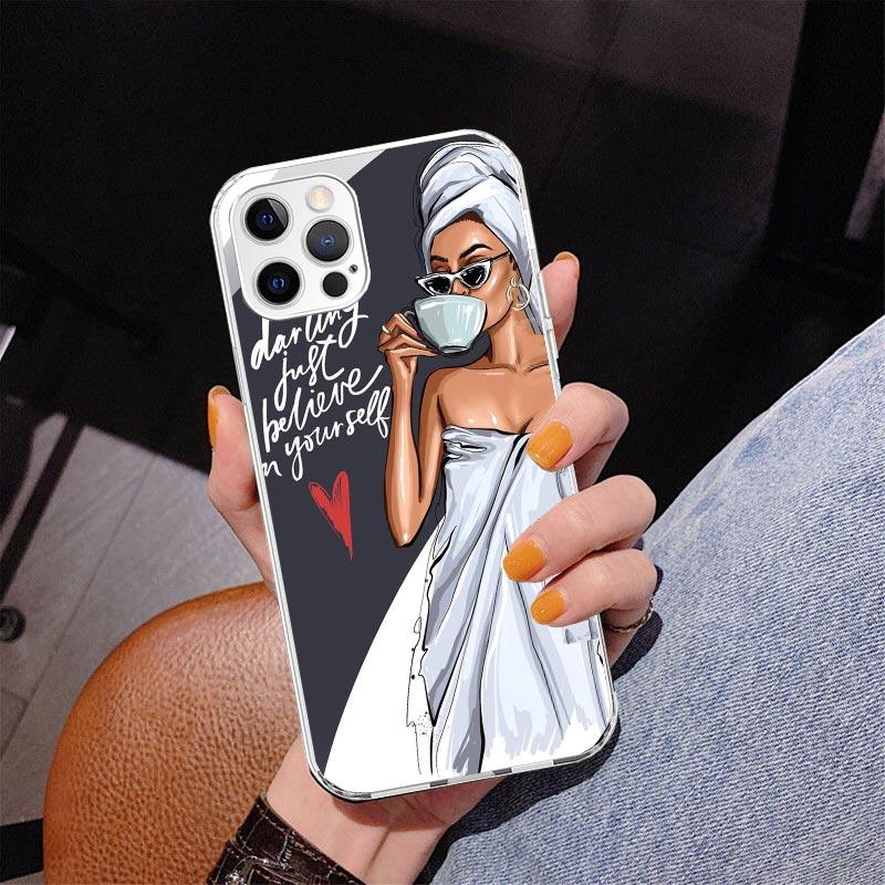 Кейс для телефона Girl Boss Female Coffee для Iphone 17 Air 16 11 12 13 Mini 14 Plus 15 Pro Max 7 8E SE 2020 16ProMax Чехол для телефона Coque