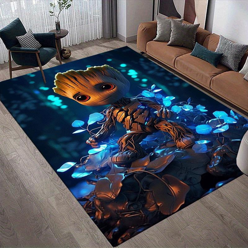 1pc Groot Pattern Area Rug Soft Flannel Floor Mat for Living Room,Office,Bedroom and Carpet,Sofa Coffee Table Floor Mat