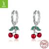 Серьги из серебра 925 пробы 'Сладкая вишня', серьги-пусеты с цирконом и масляной эмалью Sce905