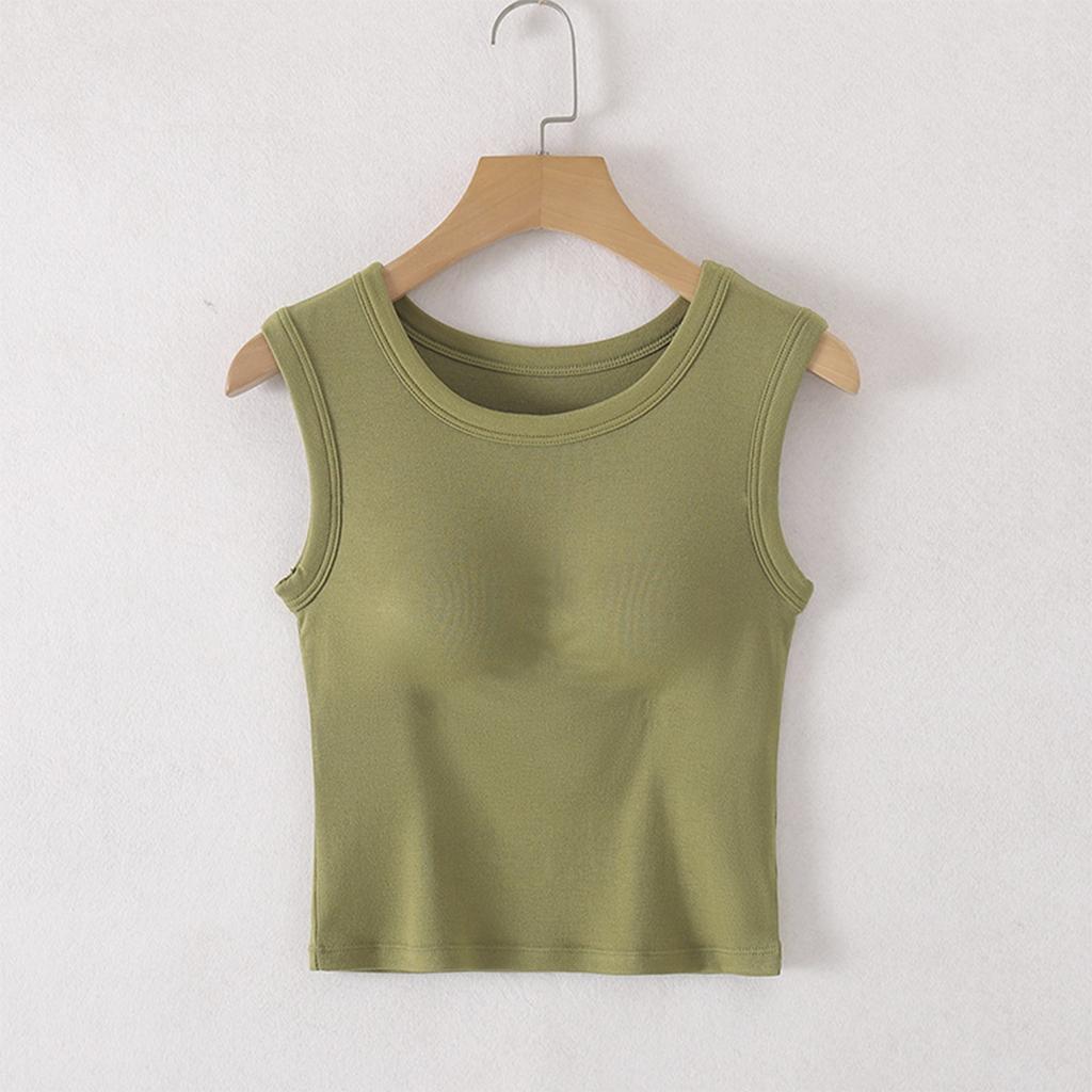 Женский жилет с подушечками на груди, на широких бретелях, с круглым вырезом, костюм для йоги, нижнее белье, базовый слой