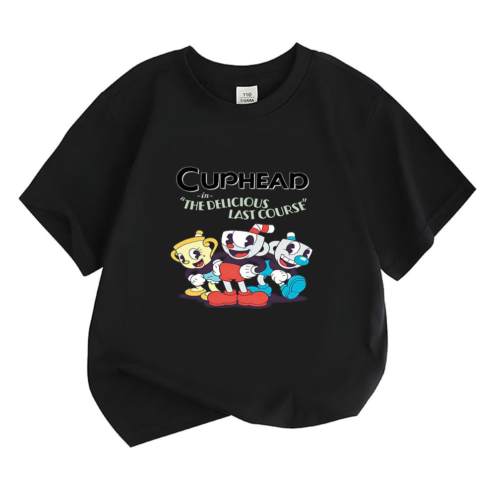 2026 НОВЫЙ Хлопковая футболка Cuphead 100% Для мальчиков и девочек С круглым вырезом Одежда Мультяшные топы Принт из манги Короткие рукава Спортивная Повседневная Детские футболки Летняя футболка с аниме