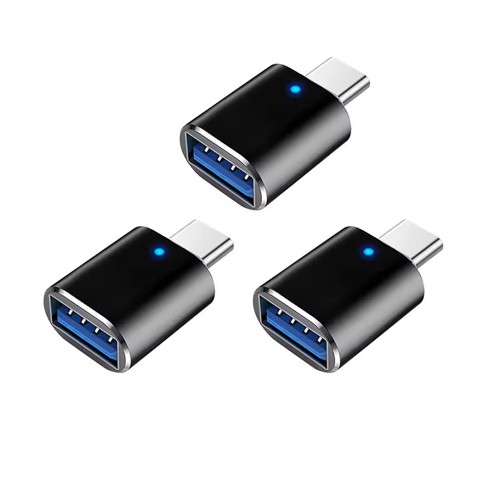NNBILI 1-5pcs USB 3.0 To Type C Adapter LED OTG To USB C Male To USB A Female Connector For HUAWEI Samsung Xiaomi POCO Adapters 3