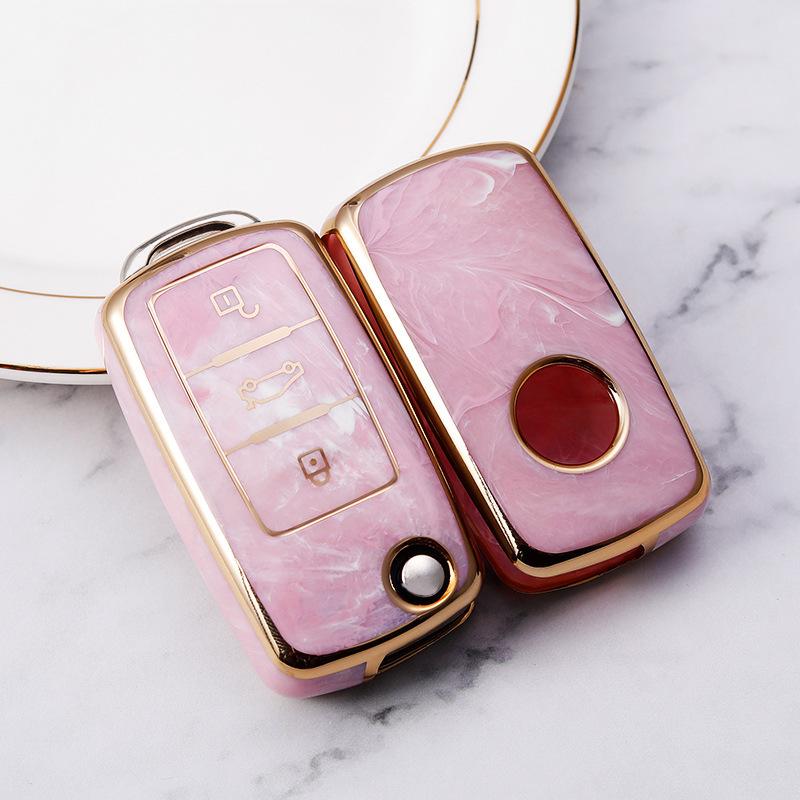 Jade Pattern TPU Car Key Box Cover Protection for Volkswagen Polo Tuhuan Passat B6 B7 Golf 4 5 6 MK6 EOS Jett