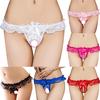 Sexy Women Crotchless Lace Thong G-Strings Pearl Panties Lace Briefs Underwear