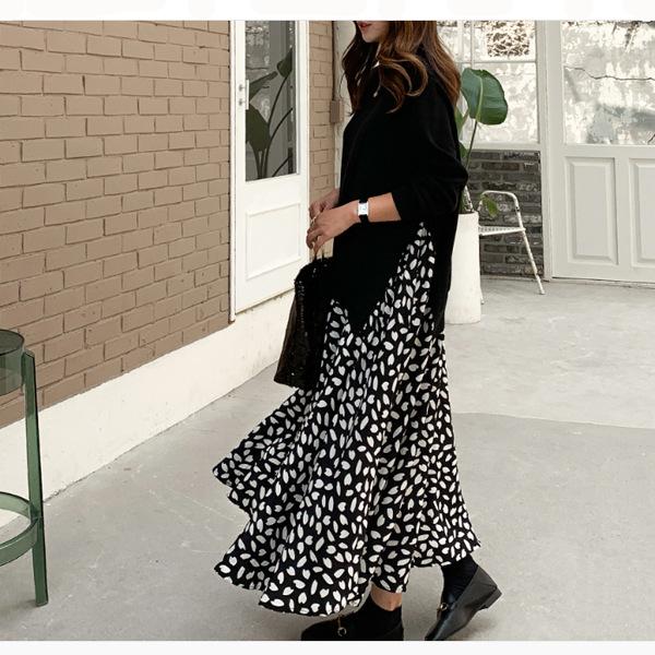 Платье макси с длинными рукавами и принтом в складку 2023 года с имитацией двух частей