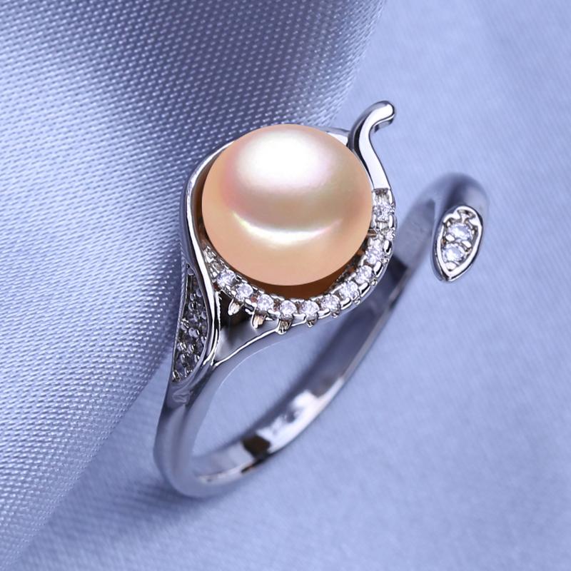 Кольца FEEYOO с натуральным пресноводным жемчугом для женщин и девочек, классическое кольцо регулируемого размера, вечерние украшения