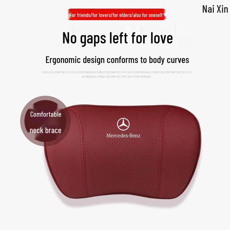 Натуральная кожаная подставка под голову и поясницу для Mercedes A, C, E, S-Class, GLA, GLC, GLE - Ультрамягкий комфорт для шеи.