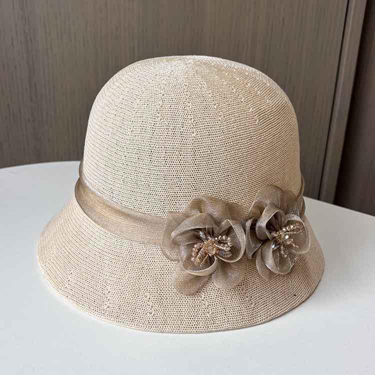 French retro small edge basin hat spring and summer breathable fashion versatile mother sun hat women travel sun hat