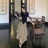 Women's Summer Zen Style Irregular Top & High Waist Skirt Two-Piece Set