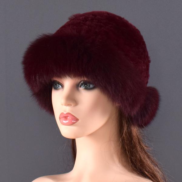 Женская шапка из натурального меха кролика и лисы, защита ушей, пушистая шапка-бини, модная вязаная шапка, теплая зимняя меховая шапка для женщин, для лыж