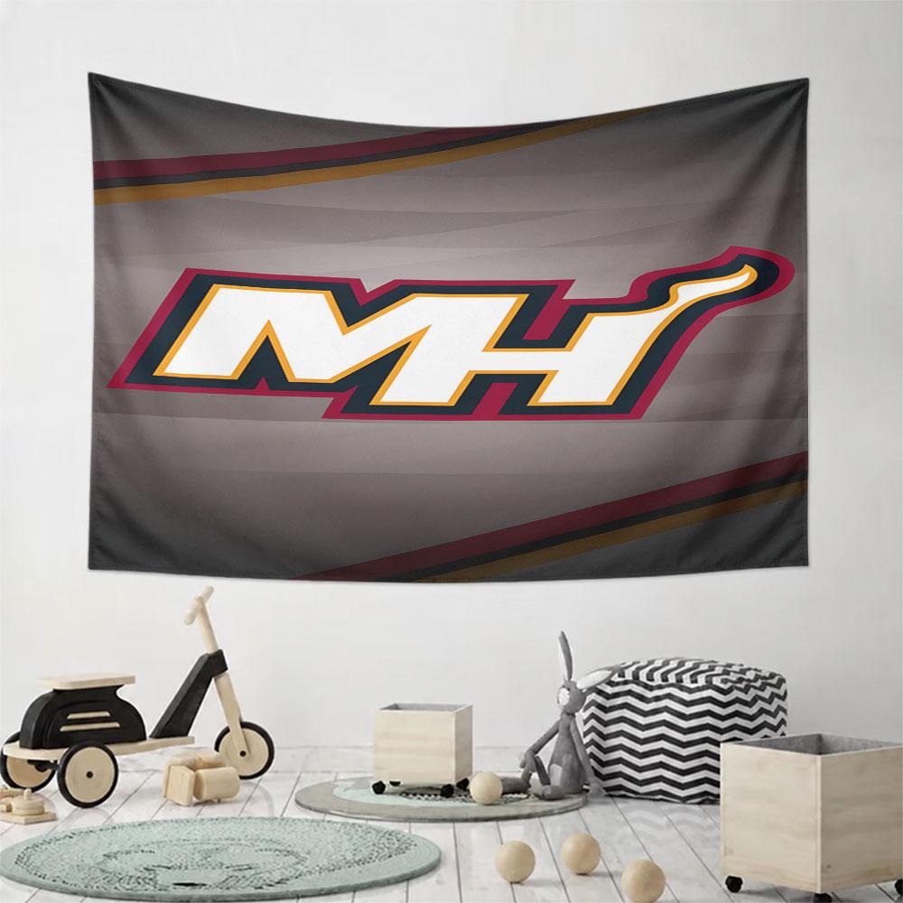 "MH Logo with Flame Design" Pattern Wall Hanging Tapestry Decorative Tapestry Home Decor for Bedroom and Living Room