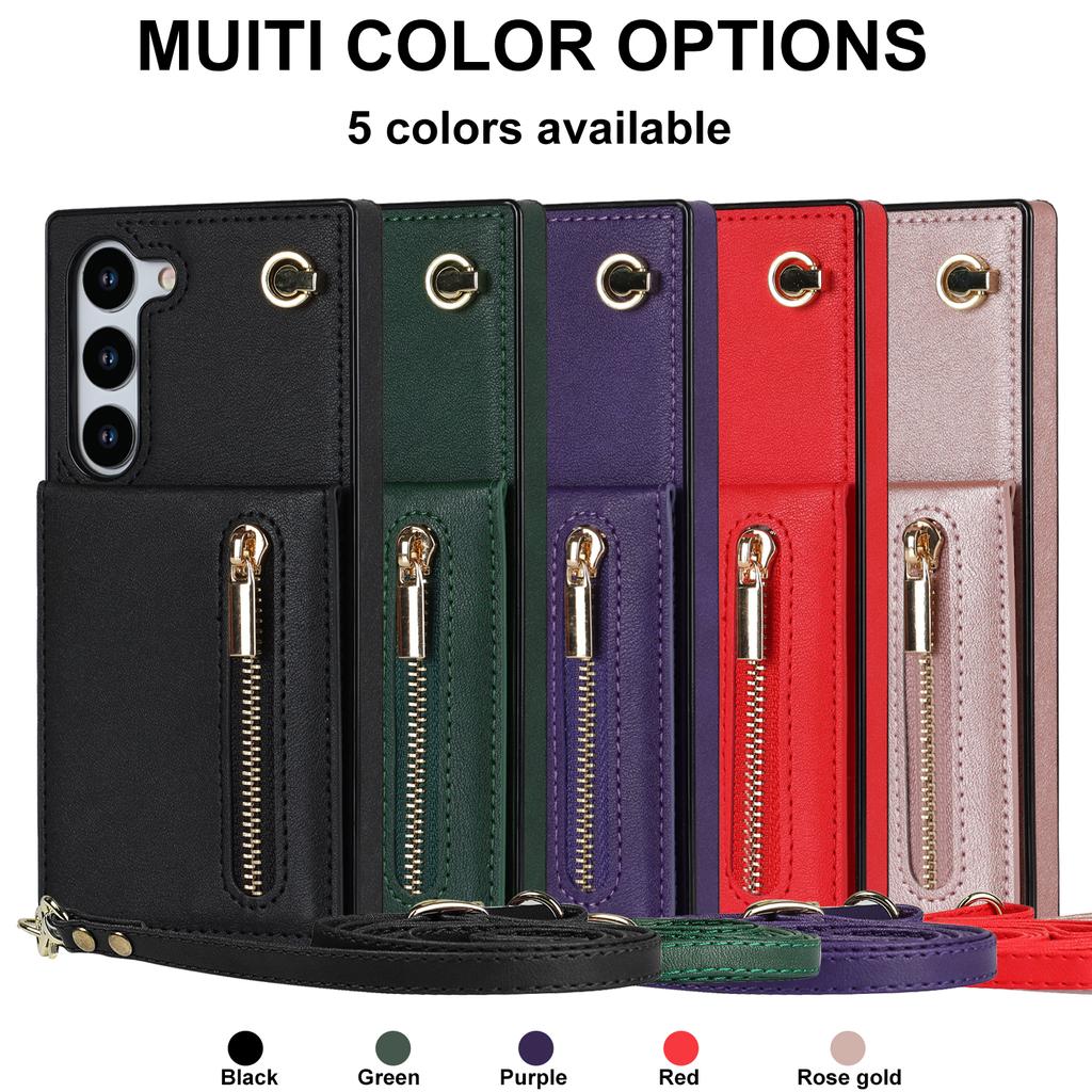 Кошелек на молнии с несколькими картами и длинный висящий чехол для телефона на веревке для серии iPhone Samsung Galaxy S9 S10 S20 S21 S22 S23 Note9 Note10 Note20...