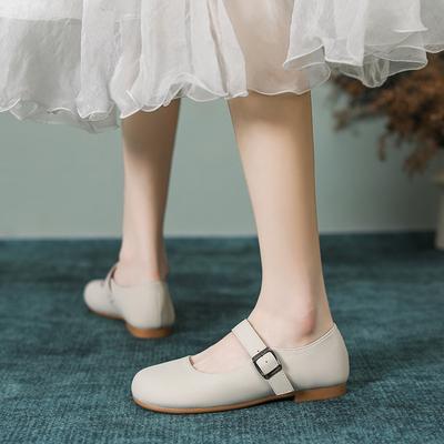 Туфли Мэри Джейн женские на плоской подошве с круглым носком, нежные, в стиле бини, туфли бабушки, повседневные одинарные туфли