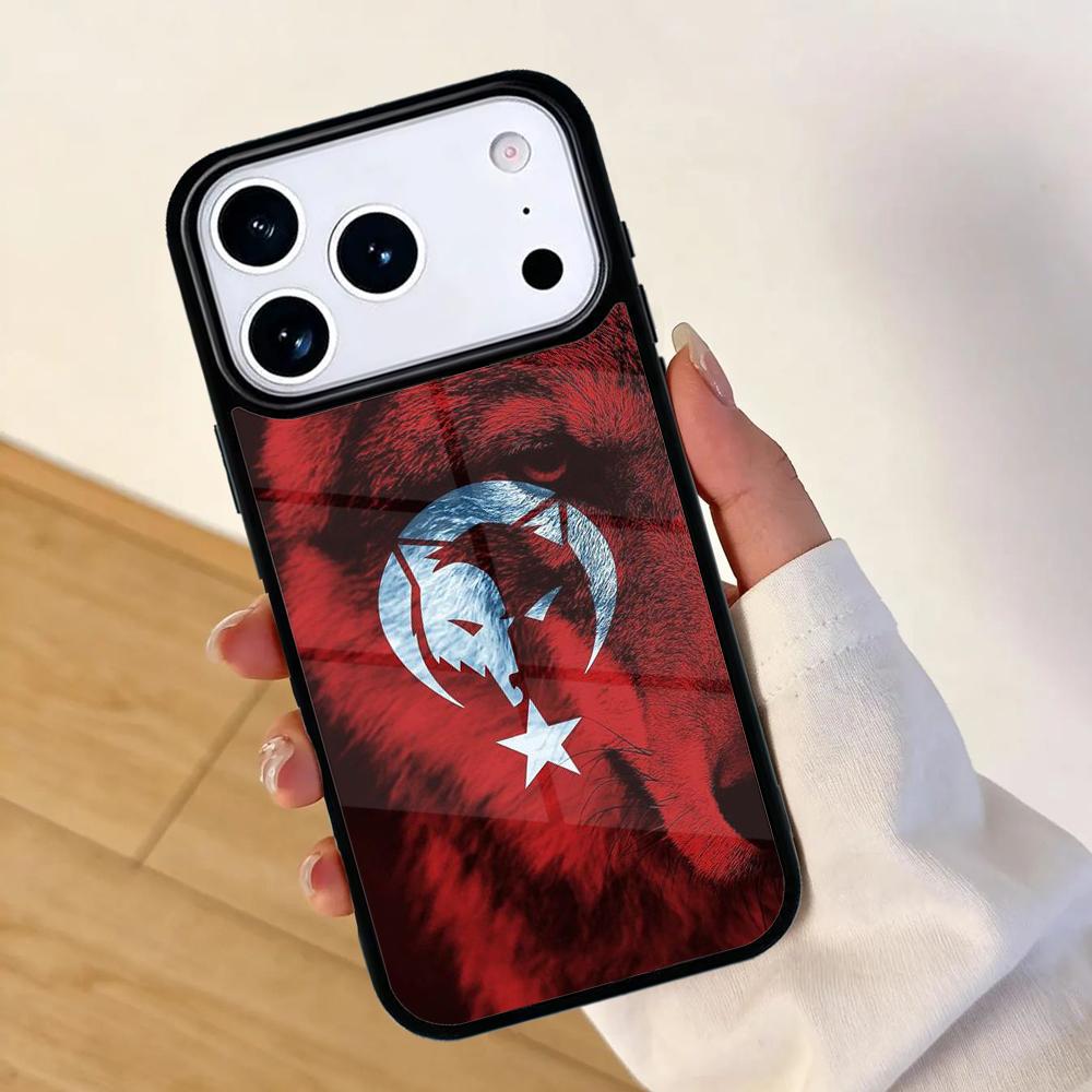 Турция Турецкий Флаг Волк Чехол для Телефона Для Apple iPhone 17 air 16 Pro Max 15 Pro Max 14 13 12 11 Mini Задняя Крышка