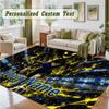 Crystal Velvet Square Rug Custom NameBlue Lock Pattern Non Slip Home Floor Decor Rug