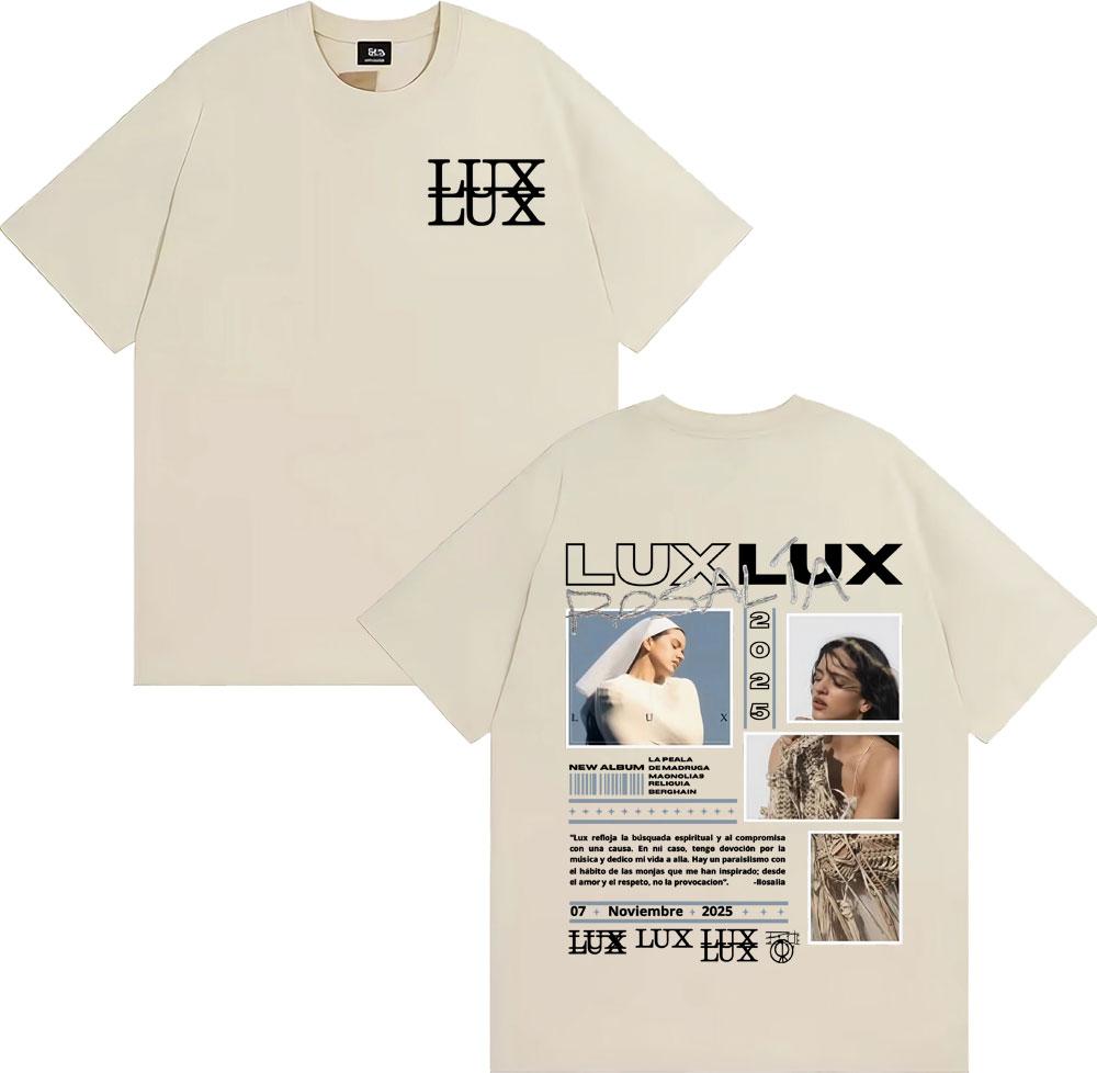 Singer Rosalia 2025 Album LUX Logo Merch T-shirt Men Women Harajuku High Street Retro T-shirts Comfort O-Neck Oversized T Shirt