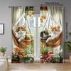 2 шт. - Очаровательные шторы с принтом кошек и цветов, шторы с кулиской, для спальни и гостиной, украшение дома, украшение комнаты