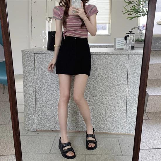 Юбка средней длины, летний студенческий стиль работы, завернутые ягодицы, высокая талия, короткая юбка-трапеция, модная женская одежда