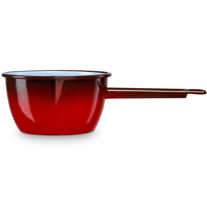 Casserole à Lait, Acier Émaillé 18cm, Bouilloire Poignée 2,15L Induction Vintage Briebe Ignea Rouge