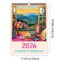 1 шт. Календарь с масляной живописью - Пейзажная тема, 12 разных дизайнов, Настенный календарь, Подходит в качестве подарка на дни рождения и Рождество