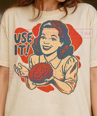 Use It Retro Cartoon Shirt, Brain Graphic Tee, Vintage Typography Shirt, Funny Quote Shirt, Humorous Intelligence Tee