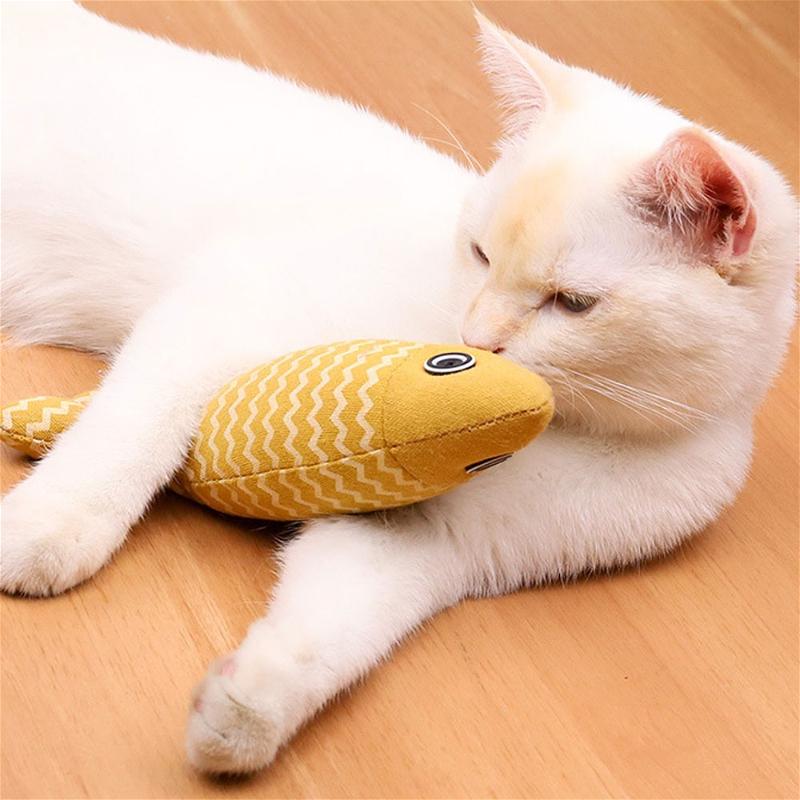 Catnip Teeth-Cleaning Grinding Toy-Self-Playing Boredom-Relief Simulation Fish-Bite-Resistant Cats Thumb Pillow Pet Accessories