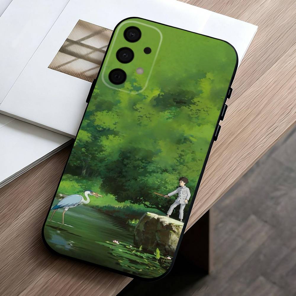 T-The Boy and the Heron Anime Phone Case For Samsung Galaxy A73,A72,A71,A70,A53,A52,A51,Soft Silicone Black Cover