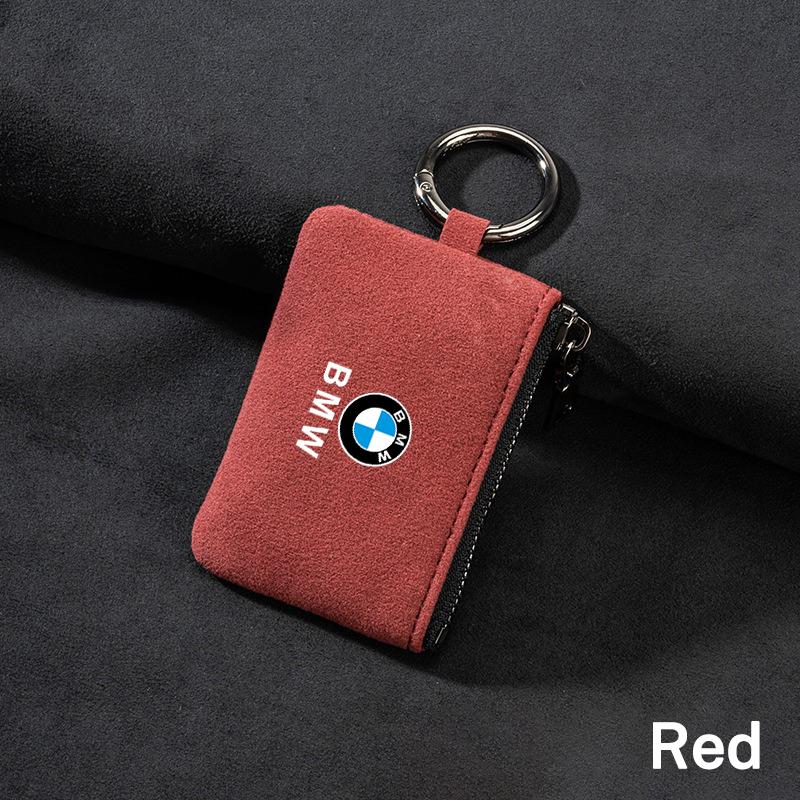 Suede Car Key Bag Portable Wallet Storage Thin-weight For BMW X1 X3 X5 X6 1 2 3 5 7 Series F15 F16 F20 F22 F30 F32 G30 Sticker FVLBG1