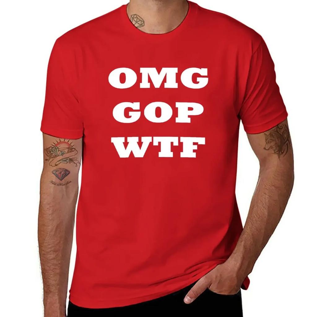 ОМГ GOP WTF Футболка черные однотонные мужская одежда